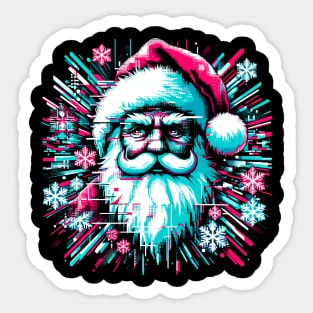 Glitchmas: Santa Crashes the Arcade (Neon Pixel Tee) Sticker